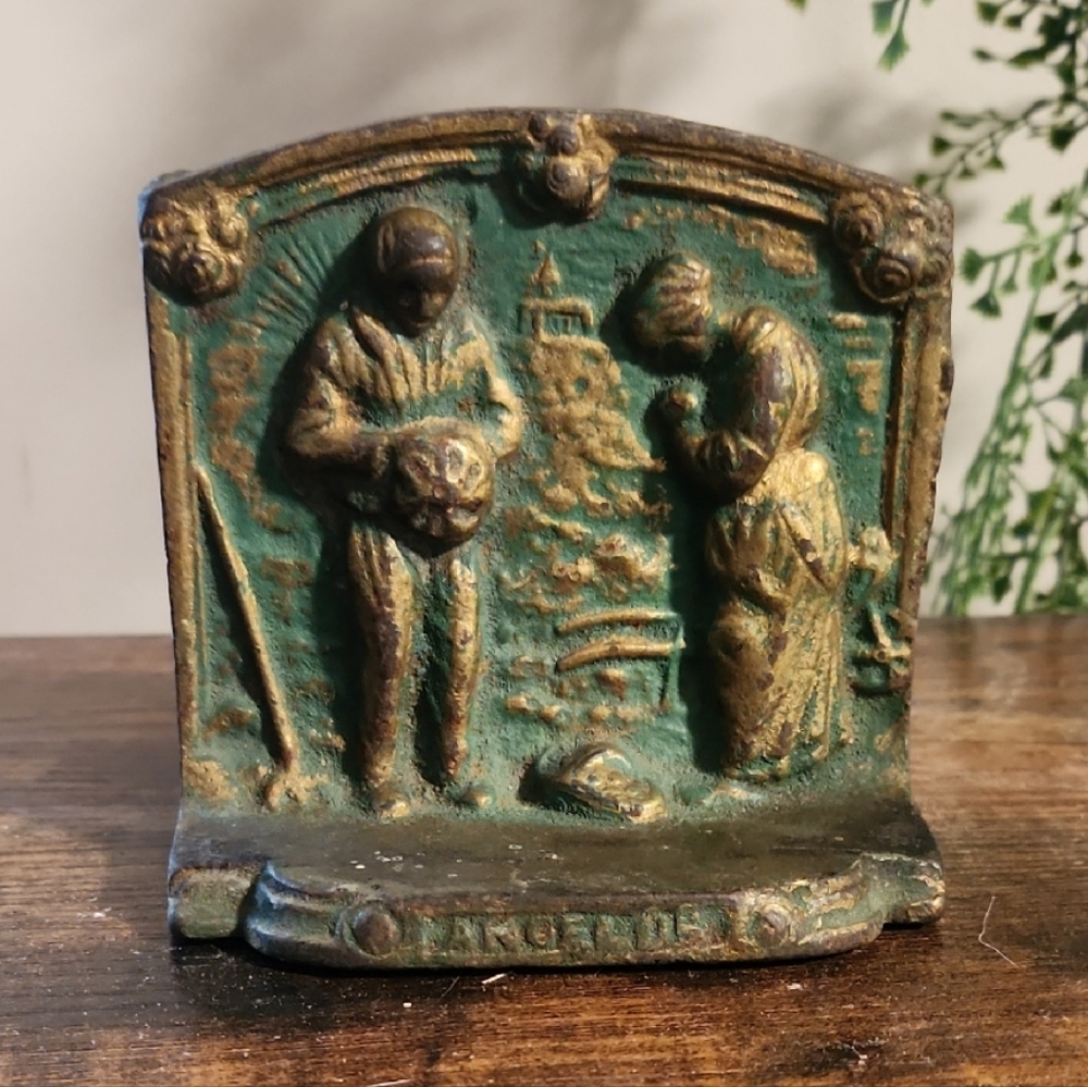 Artistic Bronze and Green Home Sculpture